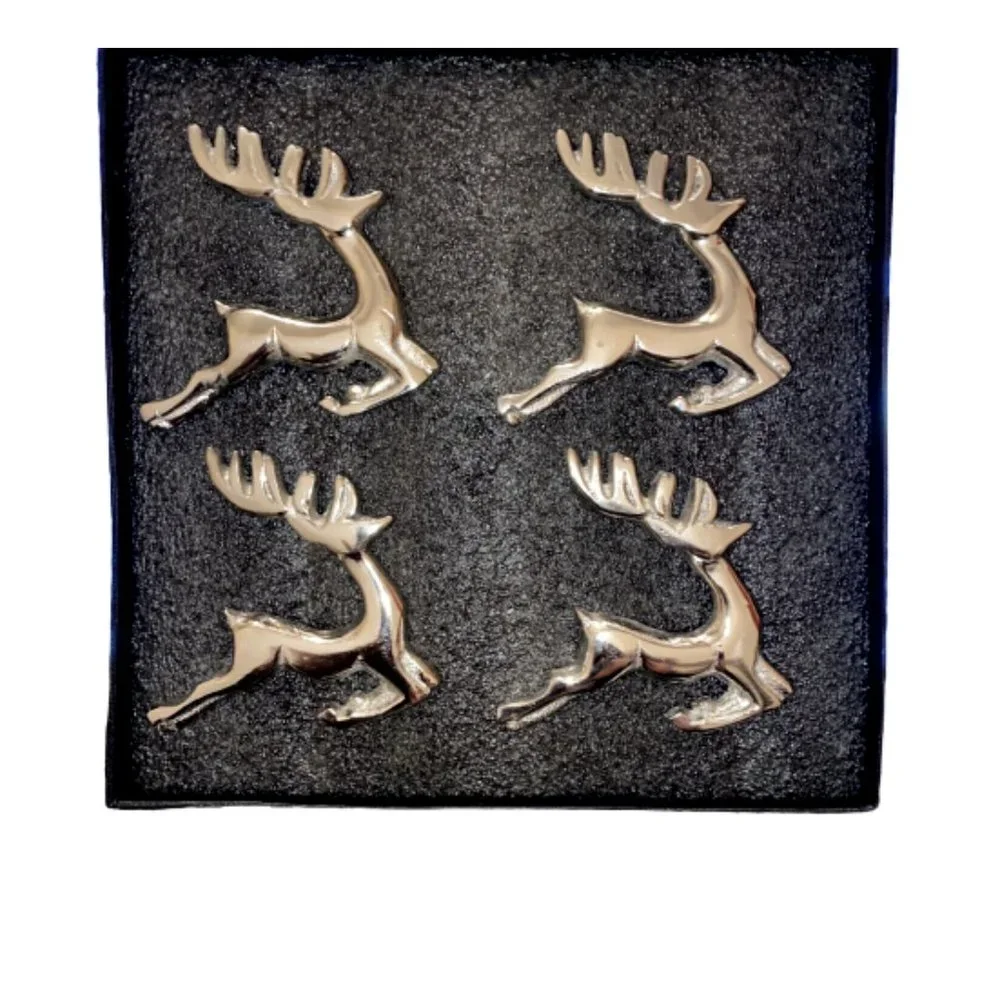 Reindeer Napkin Rings Silver Container Store Christmas Holiday